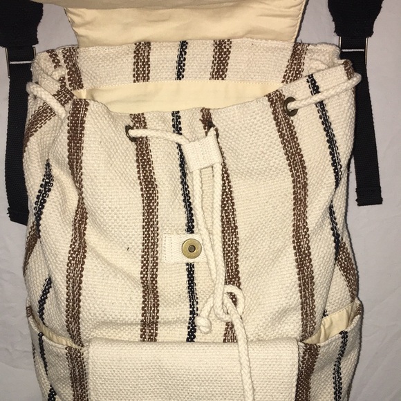 Universal Thread Striped Rucksack Canvas Book-bag - Picture 3 of 6